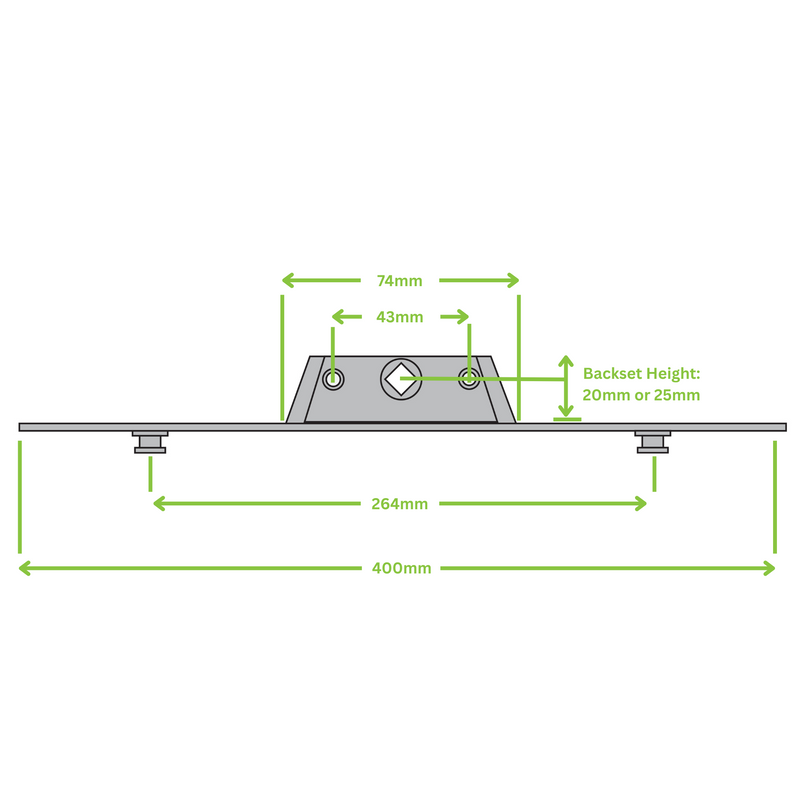 Avocet Offset Espag Rod U Rail Window Locking Mechanism - LENGTH: 400mm BACKSET: 20mm