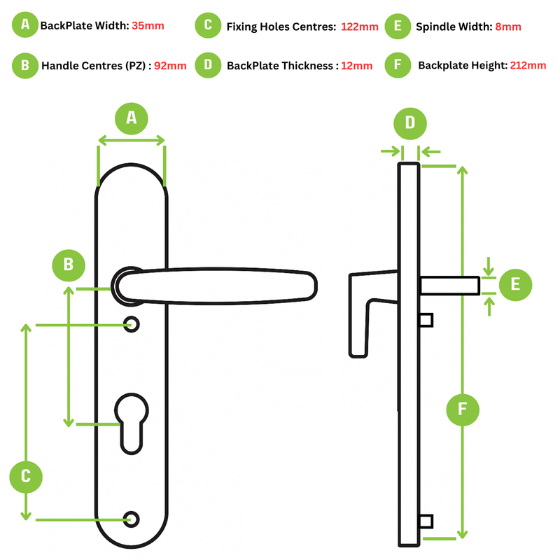 uPVC Door Handle (Small Back Plate 122mm) - Anthracite Grey