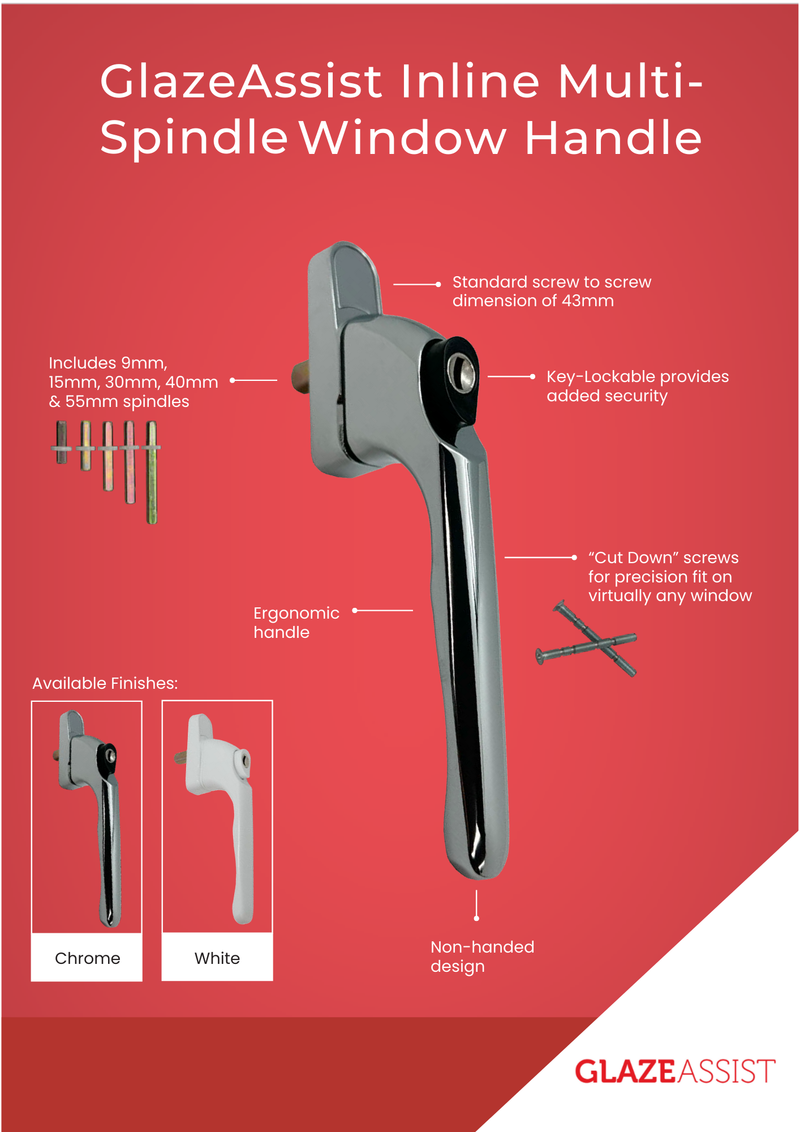 Universal uPVC Window Handle Multi Spindle - White | FixTrade.co.uk
