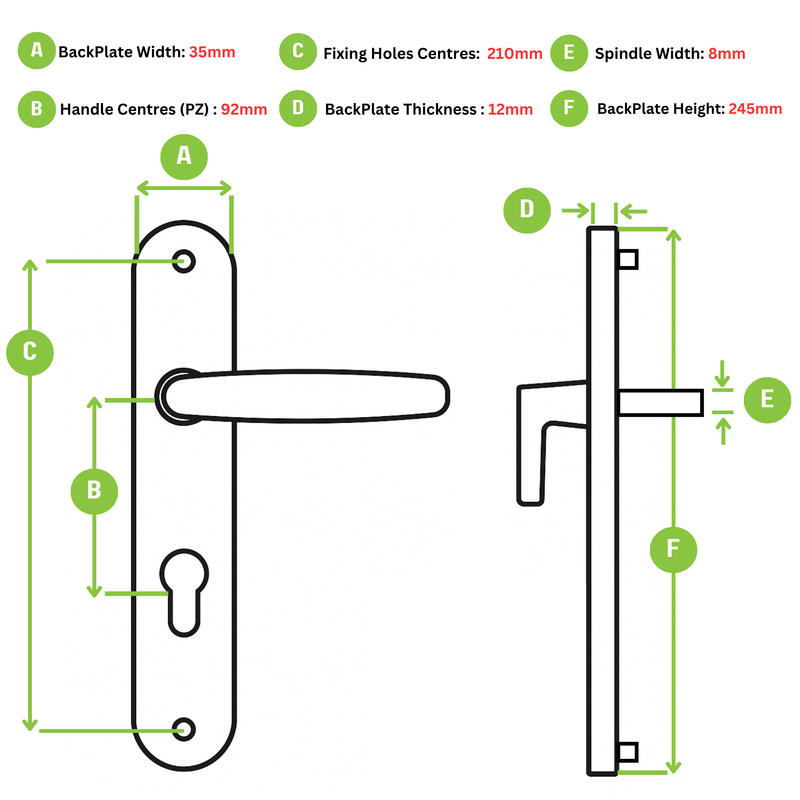 uPVC Door Handle (Long Back Plate 210mm) - Anthracite Grey