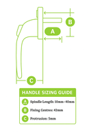 uPVC Window Handle Universal Inline Espag Handle Champagne Gold - SPINDLE LENGTH: 15mm