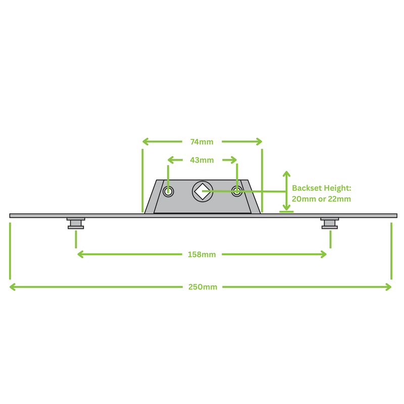 Maco Inline Espag UPVC Window Lock Mechanism Rod - LENGTH: 250mm BACKSET: 20mm