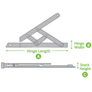 Yale Egress Fire Escape Window Hinge Friction Stay - LENGTH: 12" STACK HEIGHT: 13mm