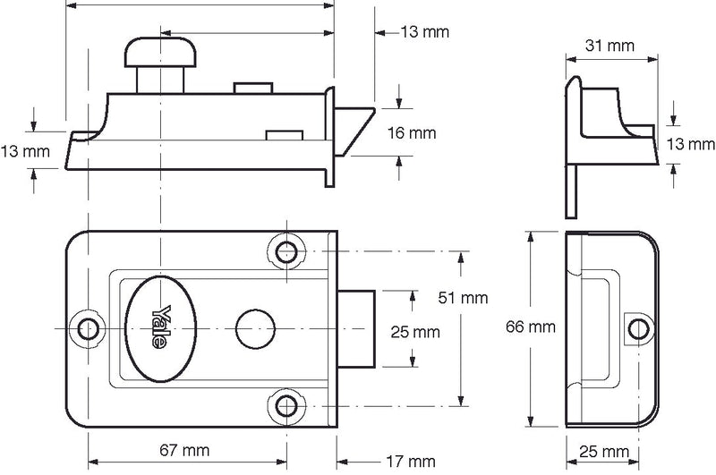 Yale Traditional Nightlatch Brass Standard