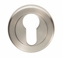 Serozzetta Euro Profile Escutcheon On Round Rose Satin Nickel